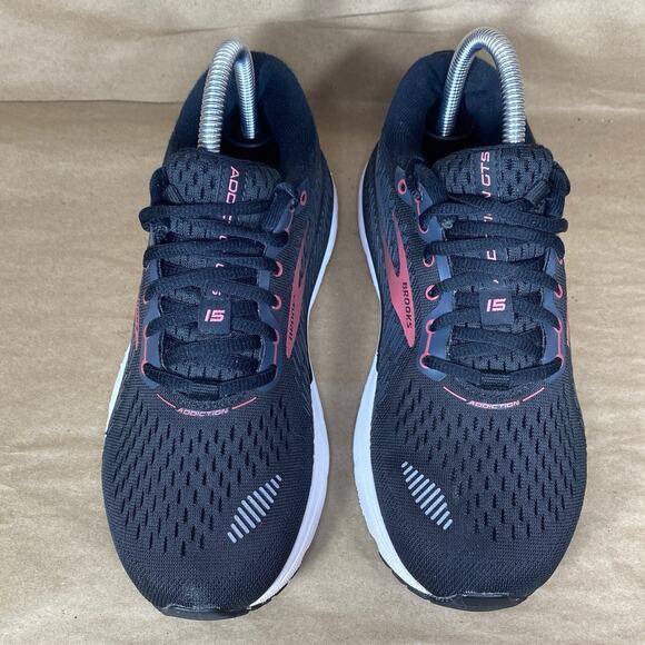 Brooks Womens Sz 7B Addiction GTS 15 Black Pink Running Trianing Shoes Sneakers - Picture 6 of 11
